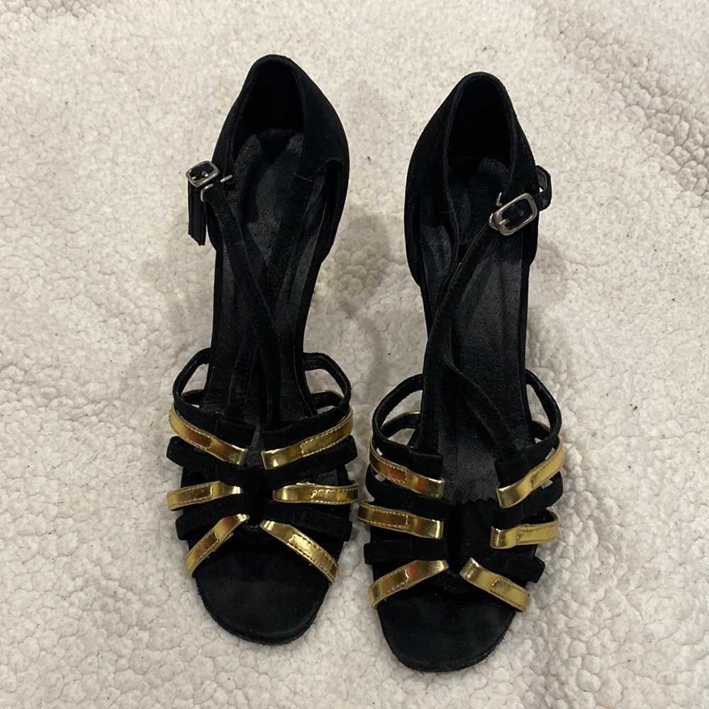 Black & Gold Women’s Ballroom Dance Shoes